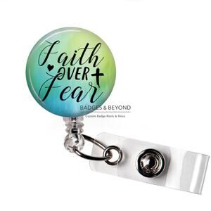 ✝️✨ Faith Over Fear Badge Reel | Christian Retractable ID Name Tag Holder